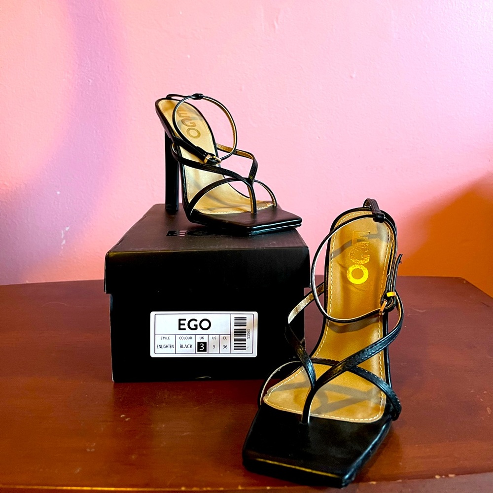 EGO black heeled sandal. Size 5 women